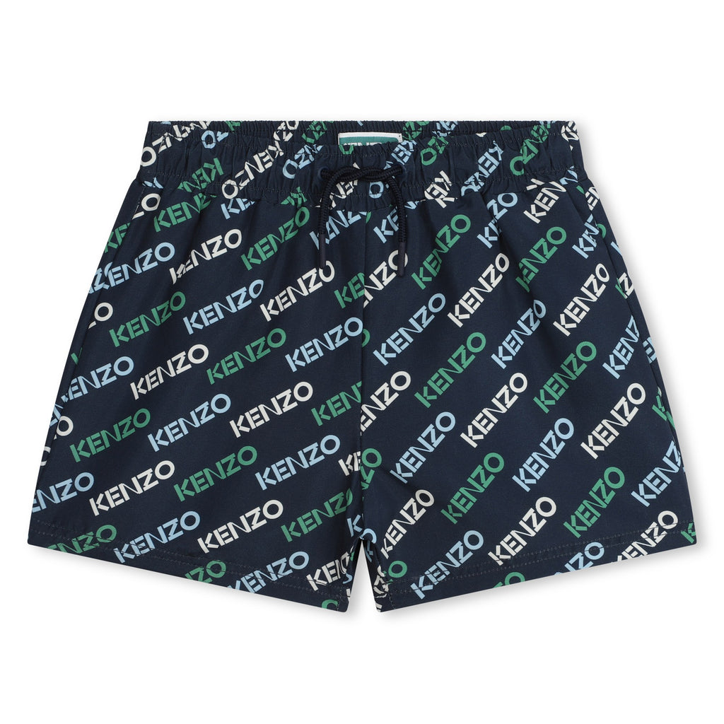 Lined printed swim trunks