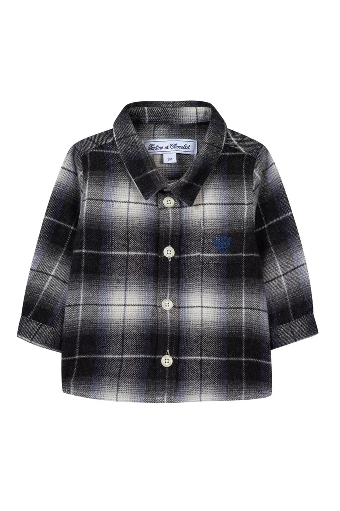 Shirt - Grey has Check cotton