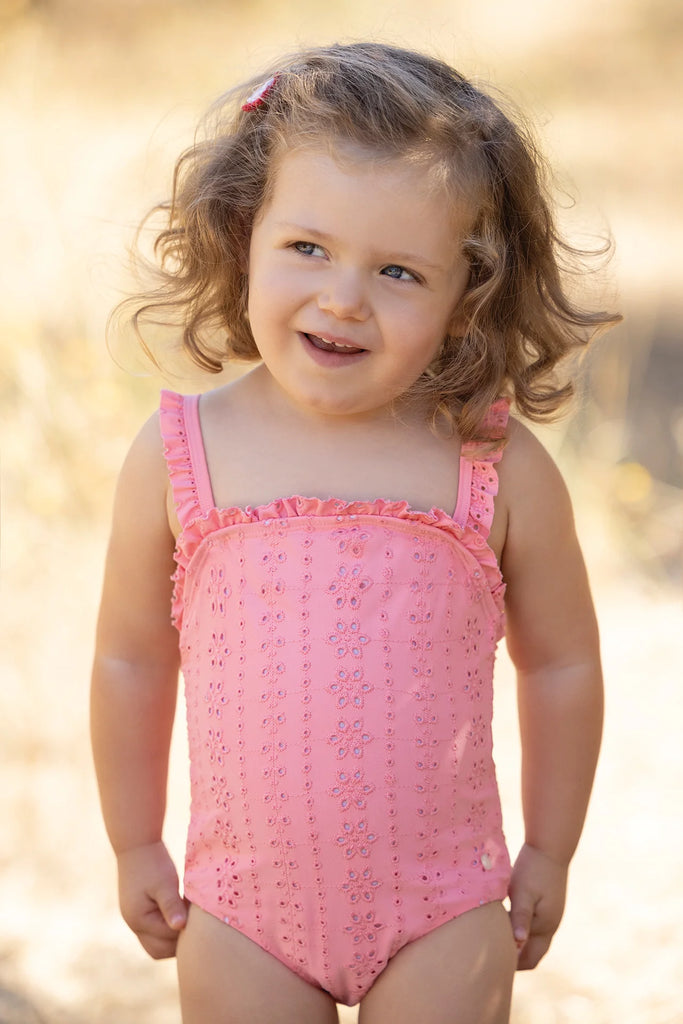 Swimsuit - Pink Embroidery