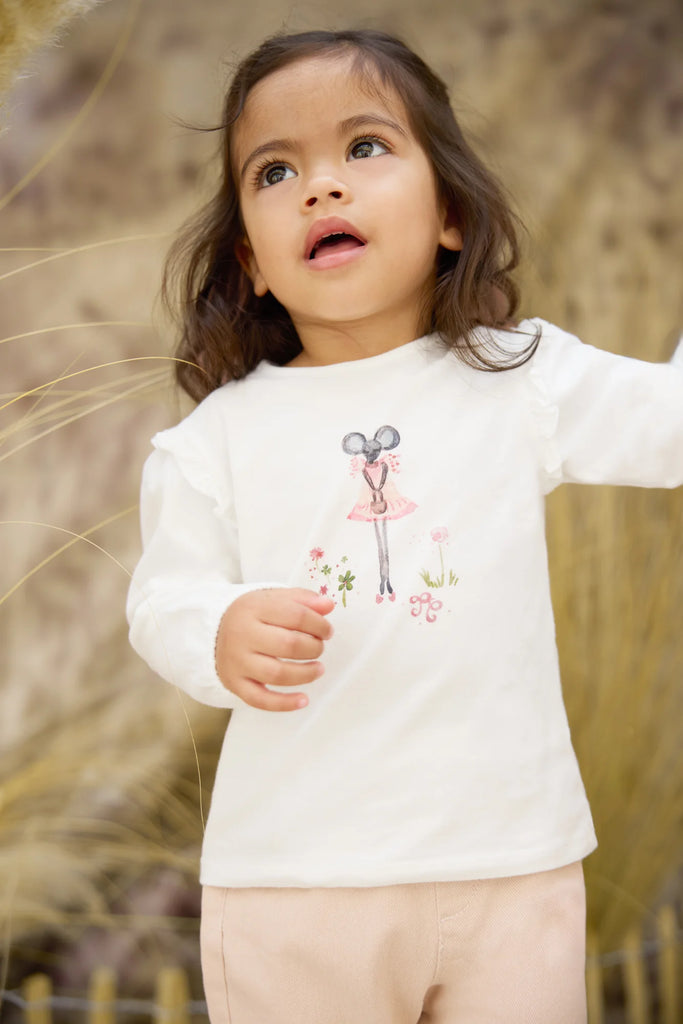 T-shirt - Ecru Flower little mouse