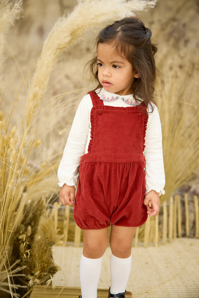 Dungaree - Red Velvet Rolling detail