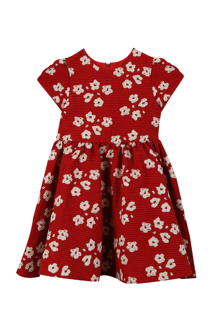 Dress - Jacquard Flowery Red