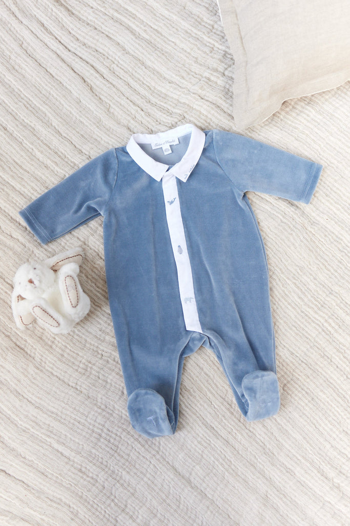 Sleepsuit - Velvet Blue Illustration marine animals